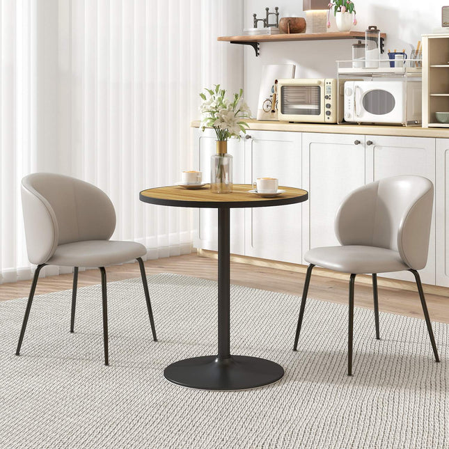 Round Dining Table, Oak Finish, Seats 2-4, Compact Design