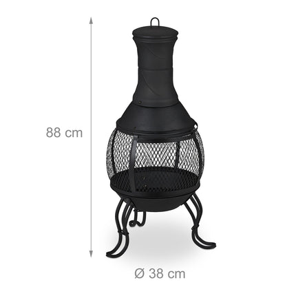 Apvali lauko viryklė, juoda