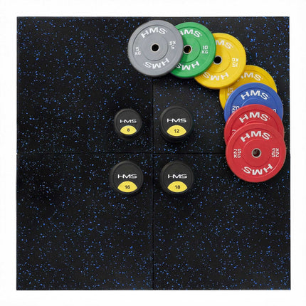 Guminė sporto salės grindų plytelė 1x1 m, 15 mm, juodai mėlyna