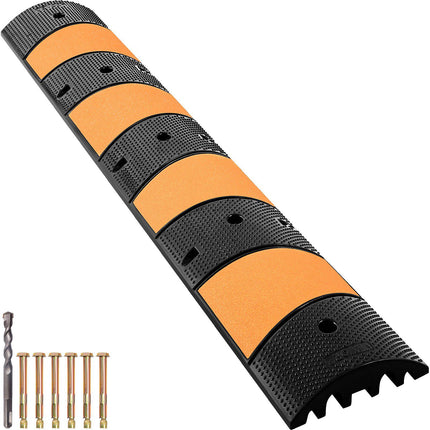 Rubber Speed Bump, 6 ft 2-Channel Cable Protector Ramp