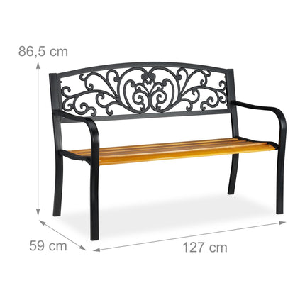 Rustic garden bench in metal and wood