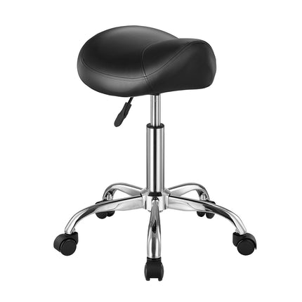 Saddle Stool With Wheels, 450 Lb, Height Adjustable, Black
