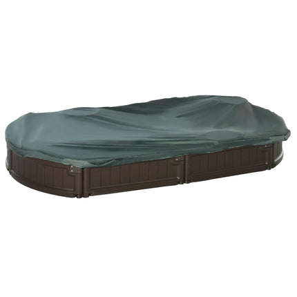Smėlio dėžės brezentas su sėdynėmis 183x105x22,5 cm HDPE tamsiai žalias vaikams 3-12 metų