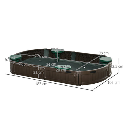 Smėlio dėžės brezentas su sėdynėmis 183x105x22,5 cm HDPE tamsiai žalias vaikams 3-12 metų