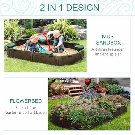 Smėlio dėžės brezentas su sėdynėmis 183x105x22,5 cm HDPE tamsiai žalias vaikams 3-12 metų