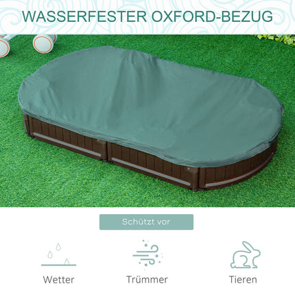 Smėlio dėžės brezentas su sėdynėmis 183x105x22,5 cm HDPE tamsiai žalias vaikams 3-12 metų