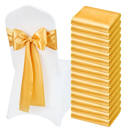 Satin Chair Sashes, 50 Pack, 7 x 108 in, Gold