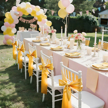 Satin Chair Sashes, 50 Pack, 7 x 108 in, Gold