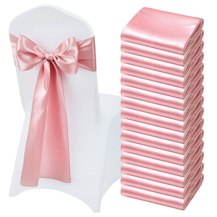 Satin Chair Sashes, 50-Pack Rose Gold 7 x 108 In