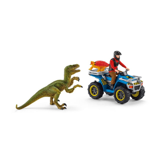 Schleich dinozaurų pabėgimas iš velociraptoriaus keturračiu