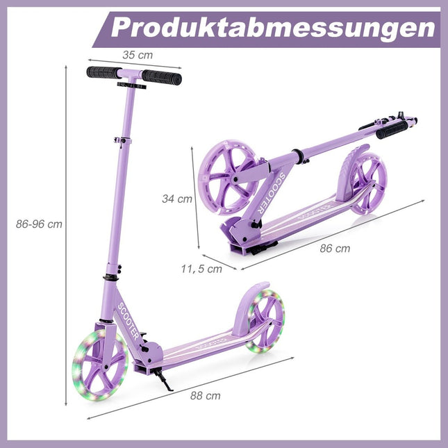 Scooter scooter foldable kick scooter height adjustable city scooter 100kg load capacity purple