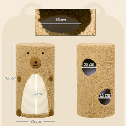 Cat Scratching Tower with caves and board, light brown, 66cm