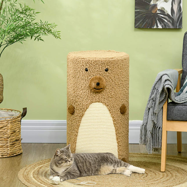 Cat Scratching Tower with caves and board, light brown, 66cm