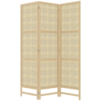 Trijų dalių 135 x 180 cm pertvara, pagaminta iš PP rotango, sulankstoma pertvara, privatumo ekranas svetainei, natūralus