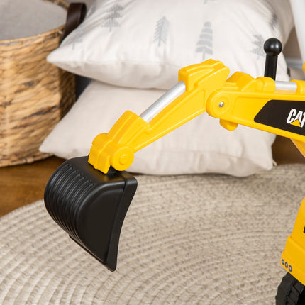 Riding excavator toy with shovel and horn, 12 months+, yellow