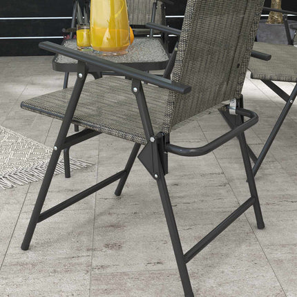 Sėdimų vietų grupė, 4 dalių sodo baldų komplektas, sulankstomas sėdimų vietų komplektas, kurį sudaro 1 stalas, 2 kėdės, 1 dvivietė sofa, balkono baldų komplektas, metalas, ruda