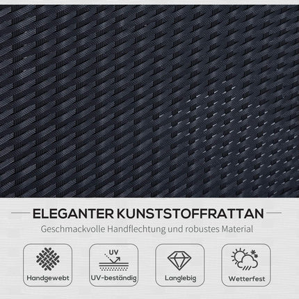 Outdoor sofa set, 7 seats, poly rattan, black/cream/white