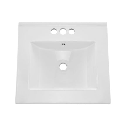 Semi-Recessed Bathroom Sink 510x465mm, White Ceramic, 3-Hole Overflow