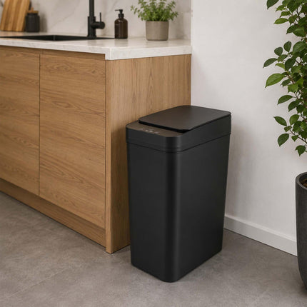 Sensorinių virtuvės šiukšliadėžių rinkinys, 9 l ir 15 l, juodas, automatinis