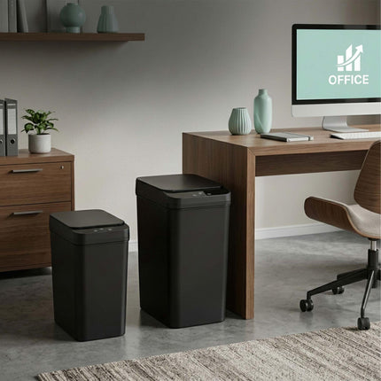 Sensorinių virtuvės šiukšliadėžių rinkinys, 9 l ir 15 l, juodas, automatinis