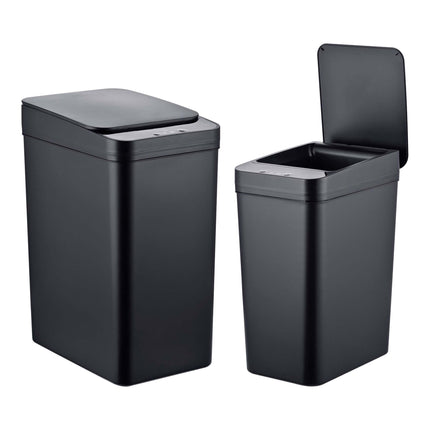 Sensorinių virtuvės šiukšliadėžių rinkinys, 9 l ir 15 l, juodas, automatinis