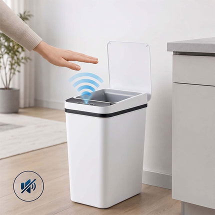 Sensorinių virtuvės šiukšliadėžių rinkinys, 9 l ir 15 l, juodai baltas