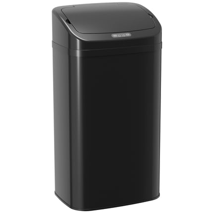 Sensor Rubbish Bin 48 L with Automatic Lid, Stainless Steel, Black, Touch-Free