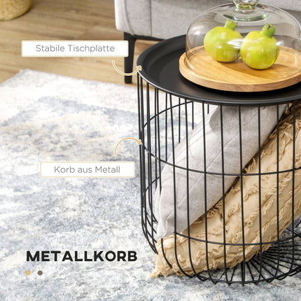 Set of 2 coffee tables in black steel with storage