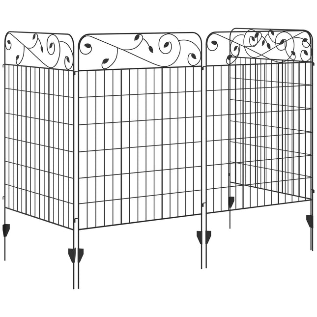 4 sodo tvorų rinkinys, 3,52 x 1,1 m, dekoratyvinė tinklinė tvora, vielinė tvora sodui, balkonui, metalinė, juoda