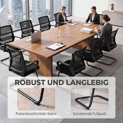 2 ergonomiškų juodų konferencijų kėdžių su rogutėmis komplektas