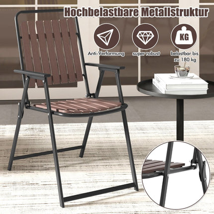 Set of 2 Folding Patio Chairs – 180 kg, PP Slatted Seat