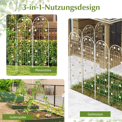Set of 2 Metal Trellis Decorative Garden Fence Freestanding Trellis 180 cm x 50 cm White