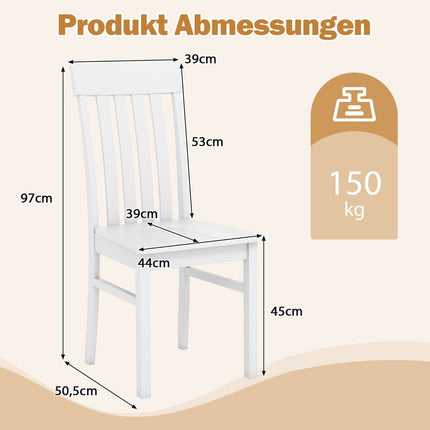 2 baltų valgomojo kėdžių be porankių komplektas, ergonomiškas dizainas
