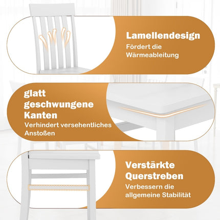 2 baltų valgomojo kėdžių be porankių komplektas, ergonomiškas dizainas