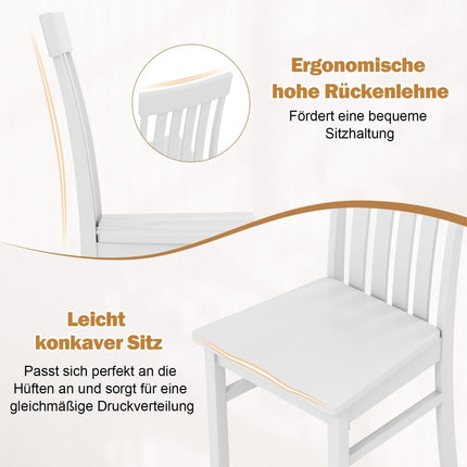 2 baltų valgomojo kėdžių be porankių komplektas, ergonomiškas dizainas