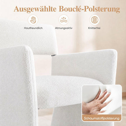 2 baltų buklė atlošiamų kėdžių su putplasčio paminkštinimu rinkinys