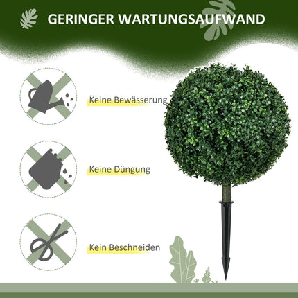 2 dirbtinių buksmedžio didelių 70 cm dirbtinių augalų rinkinys su apsauga nuo UV spindulių, dirbtiniai augalai kaip tikri su į žemę įsmeigtais kuoliukais svetainei, miegamajam, biurui, sodui, moderniam dekoravimui