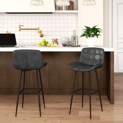 Dark gray swivel barstools, set of 2 with footrest and back