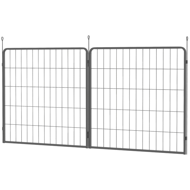2 prailginamų šunų tvoros plokščių rinkinys lauko aptvarams, 80 x 80 cm plieninė šuniukų tvora, mažiems ir vidutinio dydžio šunims, juoda