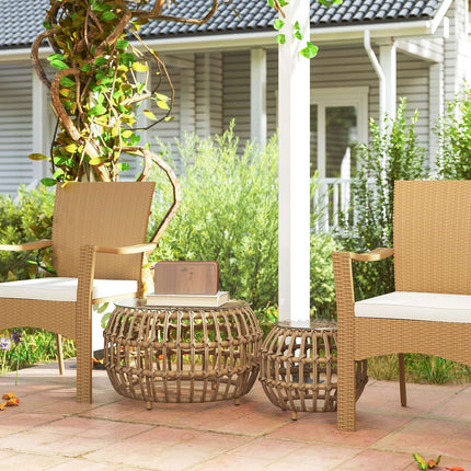 Garden table in polyrattan, round, weatherproof