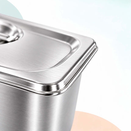 Set of 3 GN 1/4 Gastronorm Trays with Lids, 10 cm Deep, Stainless Steel