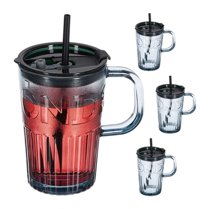 Set of 4 drinking glasses with handles