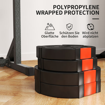 4 svarmenų rinkinys, 2 x 5 kg / 10 kg svarmenys, svarmenų plokščių rinkinys, svarmenų plokštės 2,5 cm hantelių strypui, Ø 30 mm anga, juodos spalvos