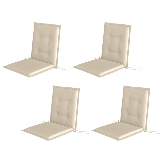 4 sėdynių pagalvėlių rinkinys, 108 x 50 x 5 cm, kėdės pagalvėlės su raišteliais, lauko / vidaus sėdynės pagalvėlė, sėdynės pagalvėlė, suoliuko pagalvėlė sodo baldams, sėdimoji kėdė, valgomojo kėdė, smėlio spalvos