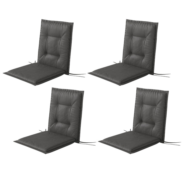4 sėdynių pagalvėlių rinkinys, 108 x 50 x 5 cm, kėdės pagalvėlės su raišteliais, lauko / vidaus sėdynės pagalvėlė, sėdynės pagalvėlė, suoliuko pagalvėlė sodo baldams, sėdimoji kėdė, valgomojo kėdė, tamsiai pilka