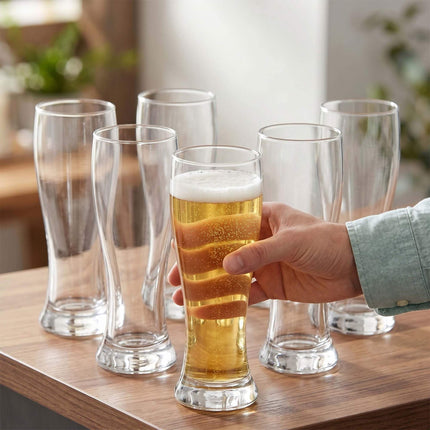 6 skaidrių alaus stiklinių rinkinys, 460 ml, galima plauti indaplovėje