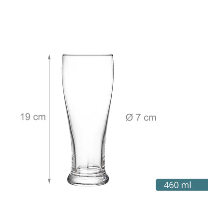 6 skaidrių alaus stiklinių rinkinys, 460 ml, galima plauti indaplovėje