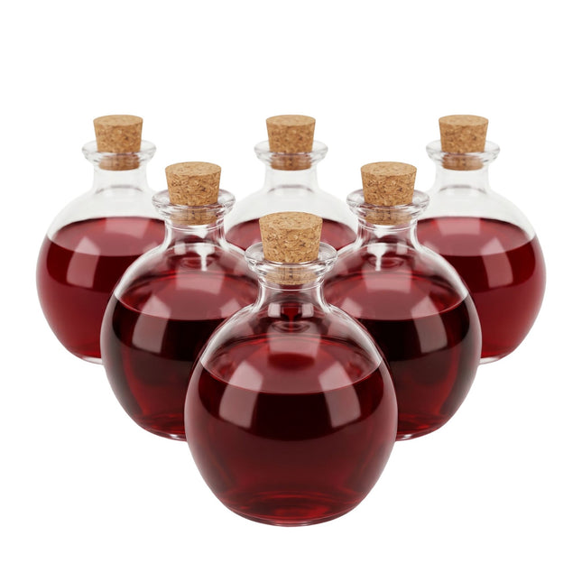 6 stiklinių butelių su kamščiais rinkinys, 260 ml talpa