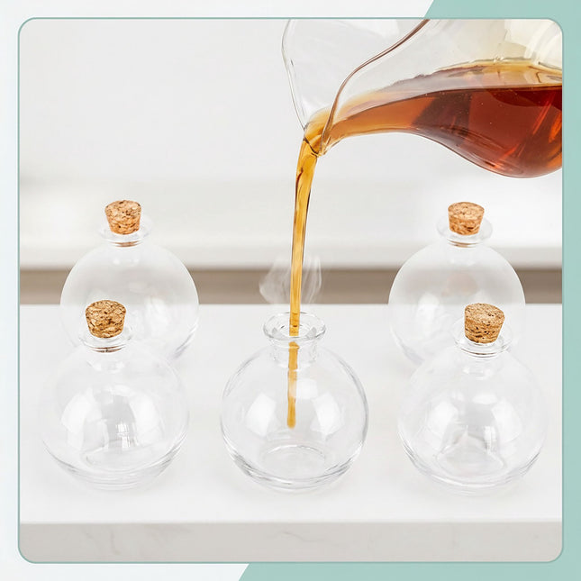6 stiklinių butelių su kamščiais rinkinys, 260 ml talpa