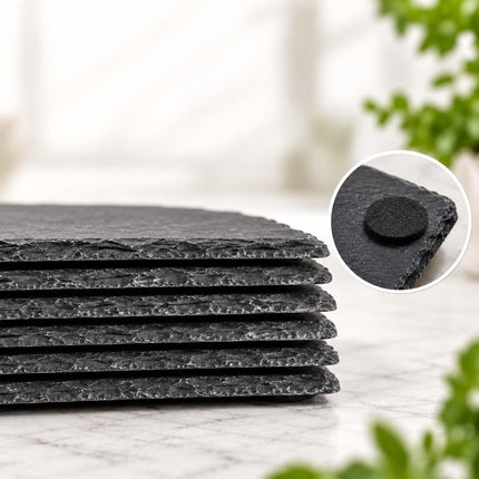 Set of 6 Slate Plates for Sushi, Cheese and Bread, Anthracite